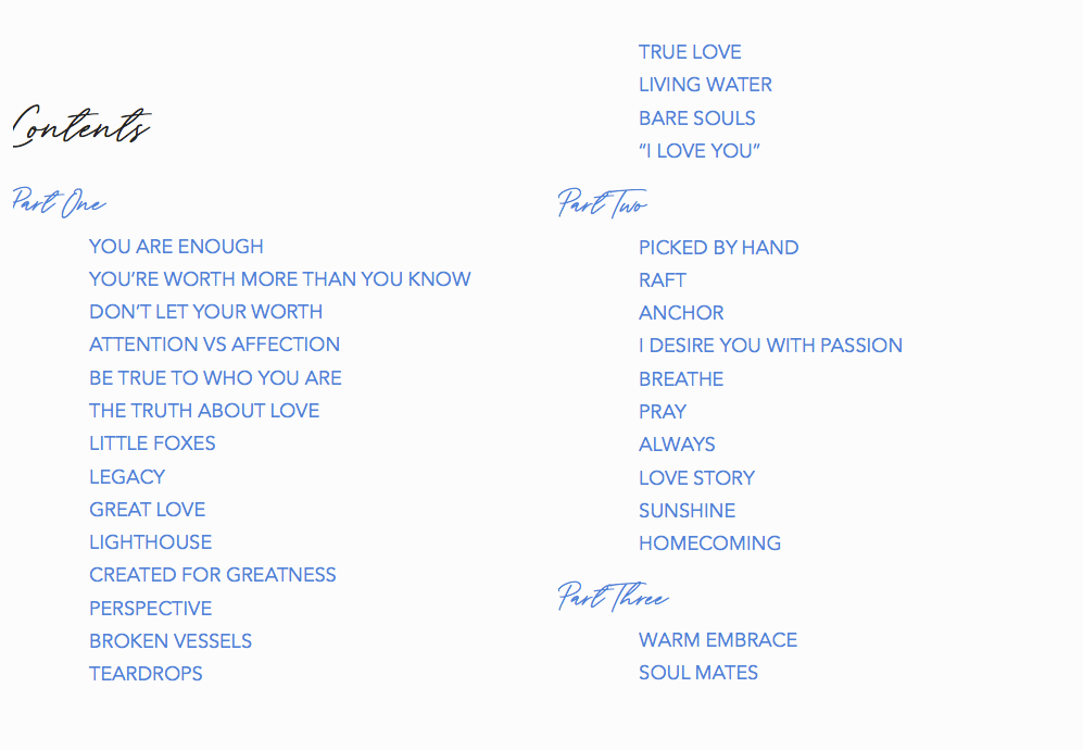 contents page with hyperlinks this is love ebook preview emma jane catchpole