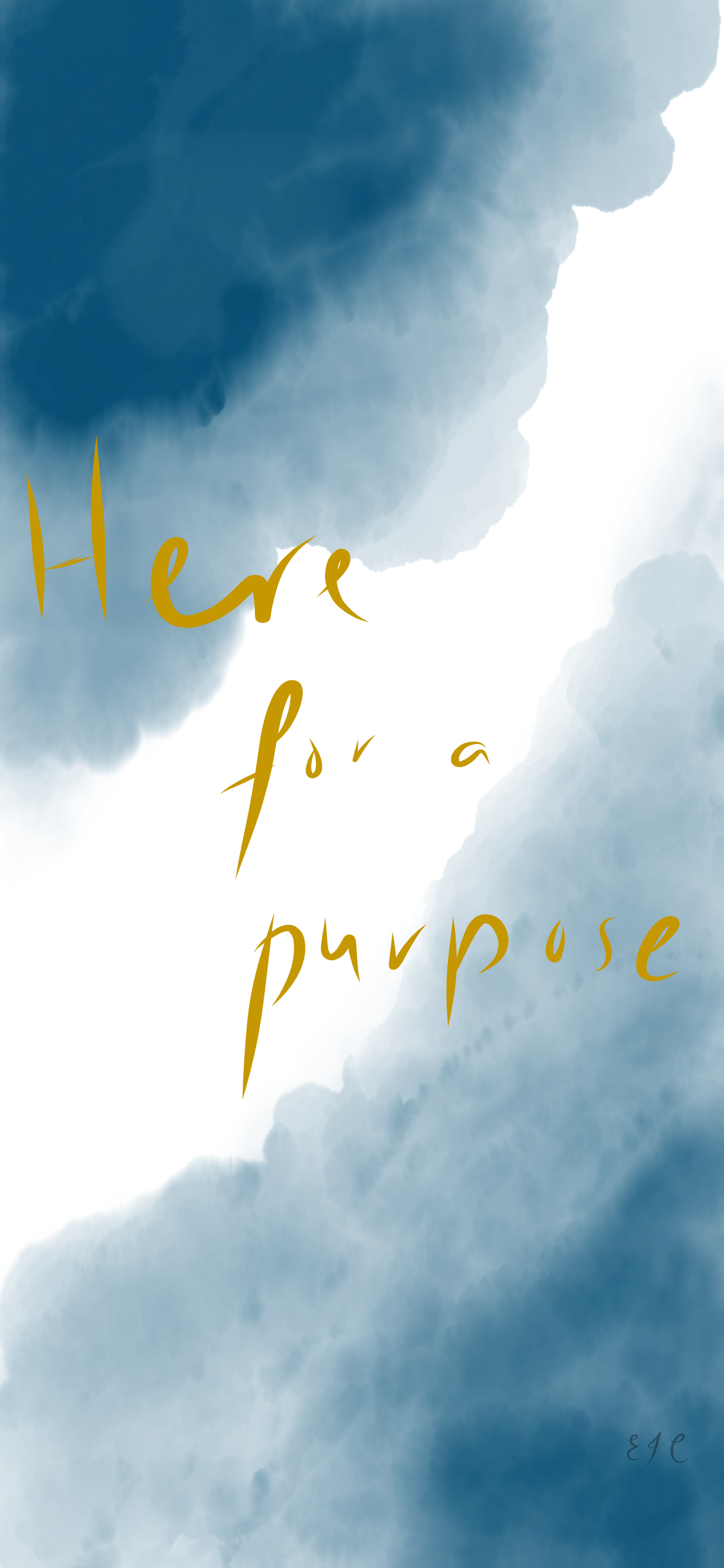 here for a purpose blue gold watercolour free phone background